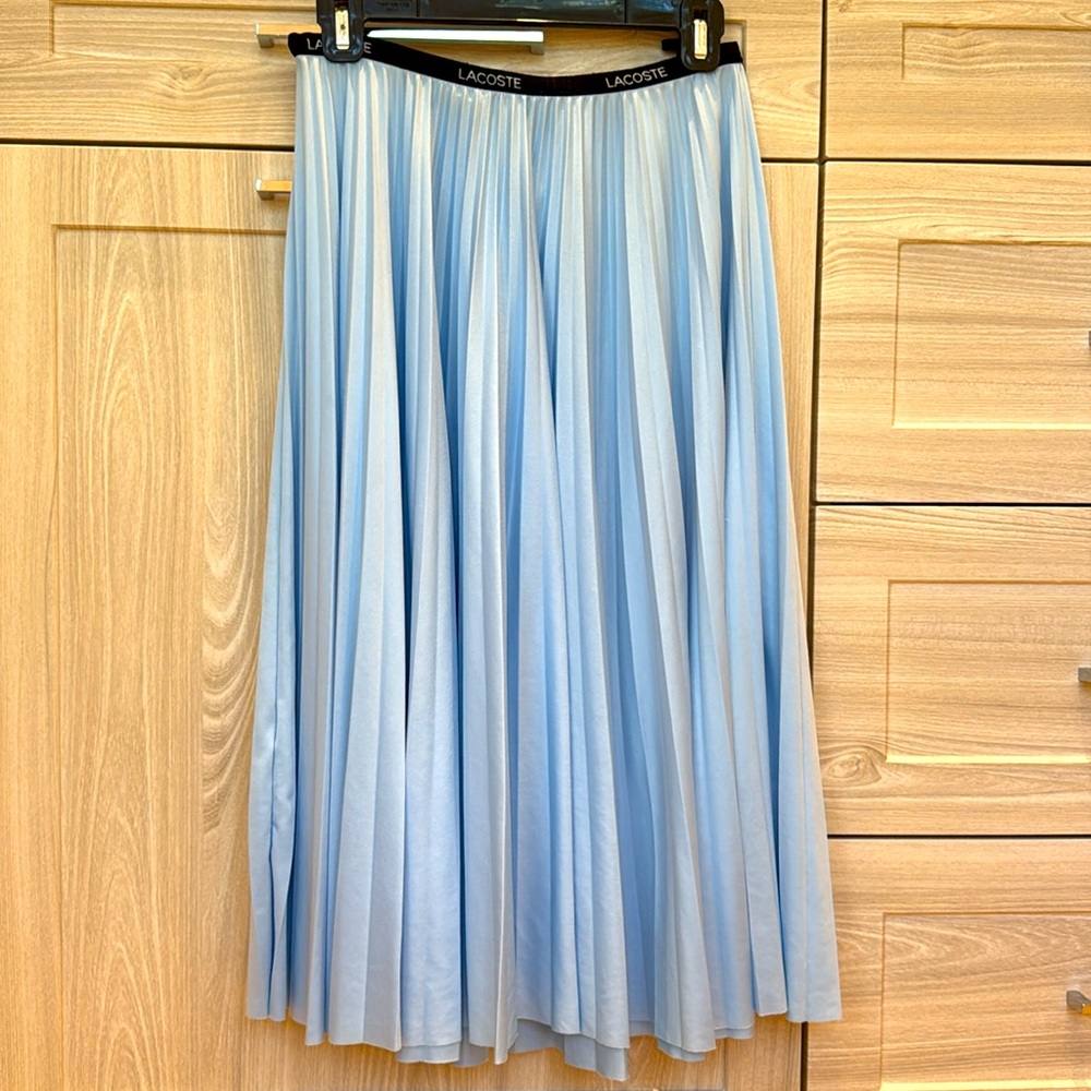 Lacoste Light Blue Pleated Midi Skirt